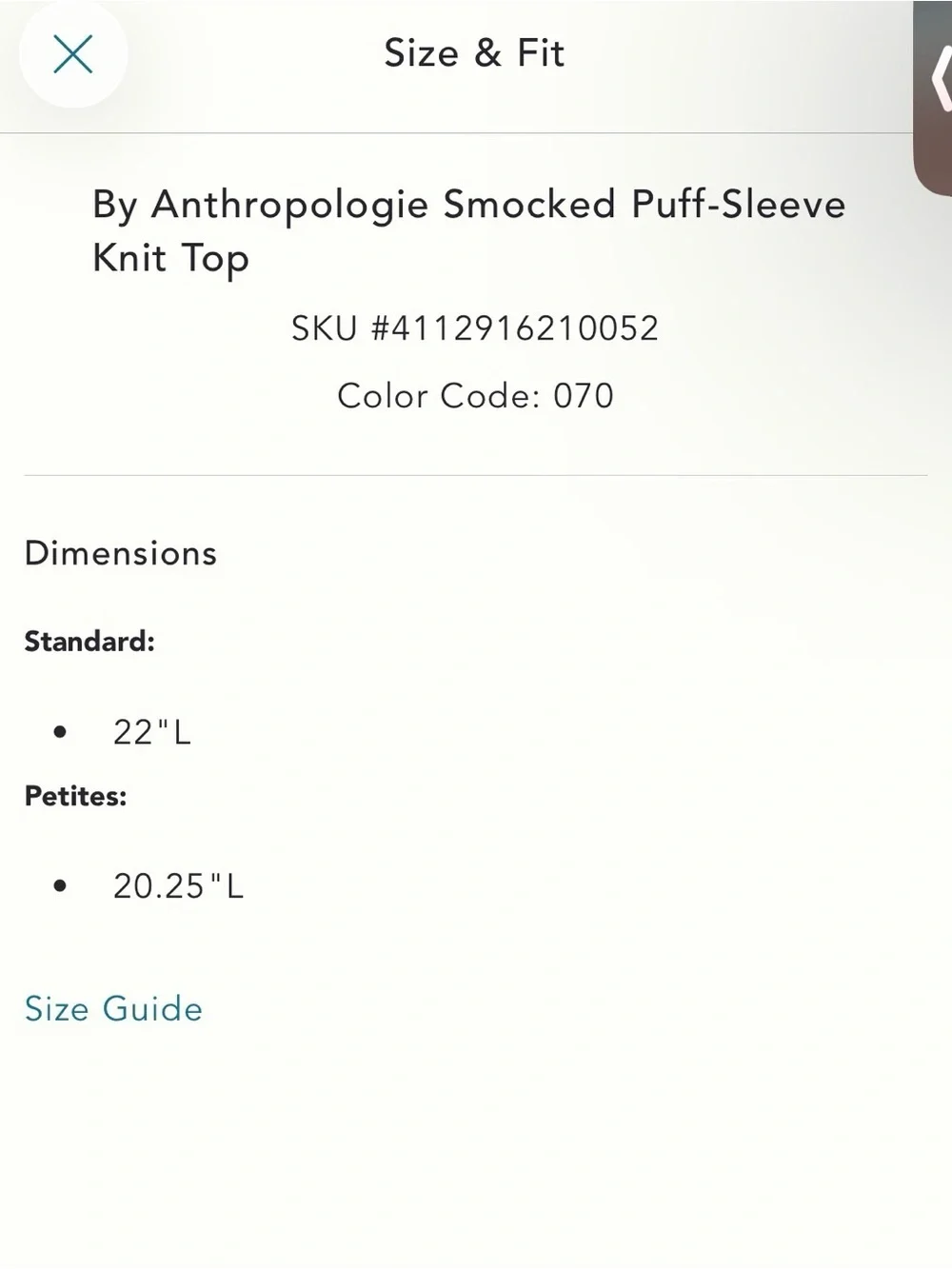 By Anthropologie Smocked Puff-Sleeve Smocked top, sz xs, euc